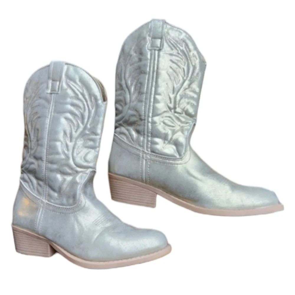 Rampage Willie Metallic Western Cowboy Boots, Size 8 - Picture 2 of 9